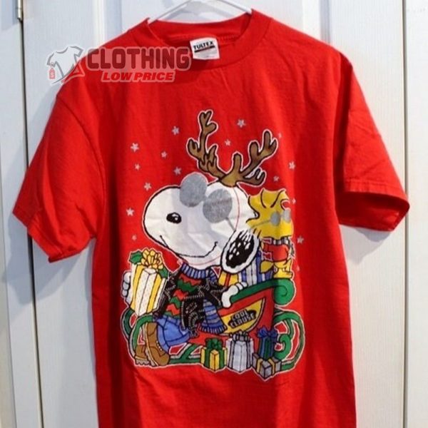 Snoopy Christmas Gift Cosplay Reindeer Shirt Snoopy Woodstock Christmas T Shirt