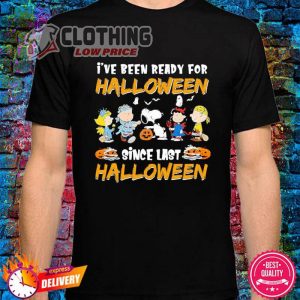 Snoopy Halloween 2023 Sweateshirt, Snoopy And Peanuts Friends I’ve Been Ready For Halloween Since Last Halloween Shirt, Halloween Spending 2023 Merch