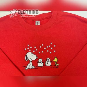 Snoopy Woodstock Merch Christmas Shirt Peanuts Snoopy Play With Snowman T Shirt 2