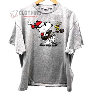 Snoopy Woodstock Merry Christmas Play Guitar Have A Rockin Day Shirt Woodstock Reindeer Peanuts Snoopy Christmas Party Shirt 1