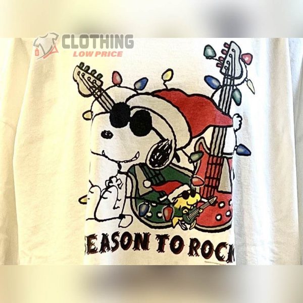 Snoopy Woodstock Merry Christmas Play Guitar Shirt Peanuts Snoopy Christmas Party Shirt 1