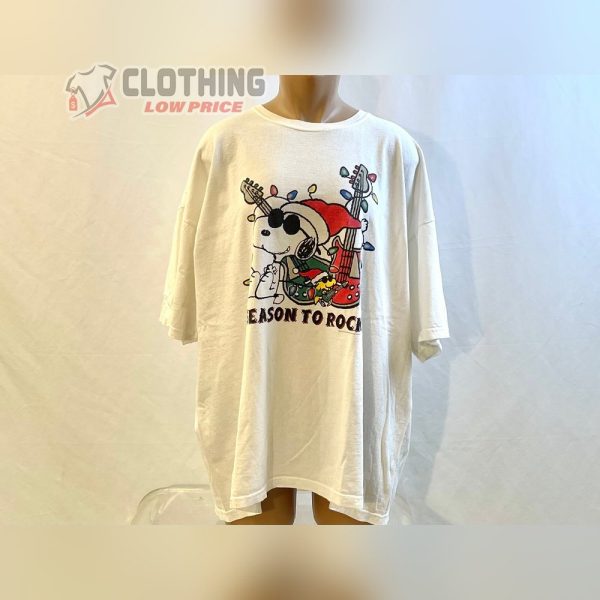 Snoopy Woodstock Merry Christmas Play Guitar Shirt, Peanuts Snoopy Christmas Party Shirt