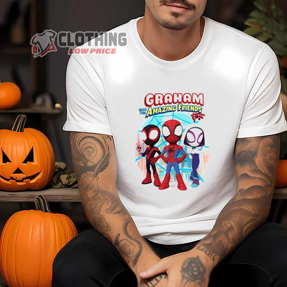 Spiderman And His Amazing Friends Theme Party Halloween Merch, Granham And His Amazing Friends Shirt
