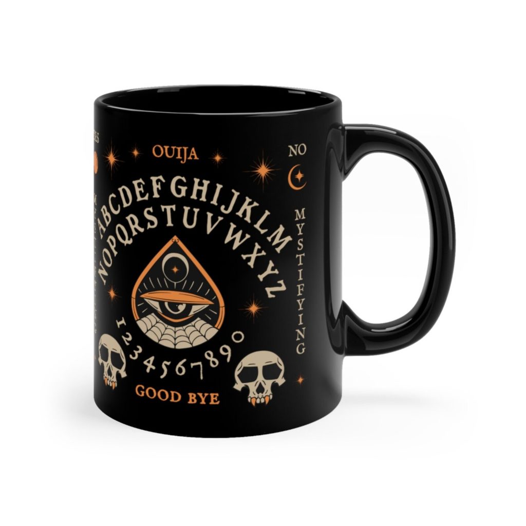 Spooky Ouija Board Black Coffee Mug etsy