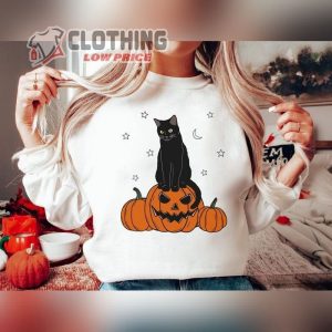 Spooky Season Halloween Sweatshirt Black Cat On Pumpkin Sweatshirt3