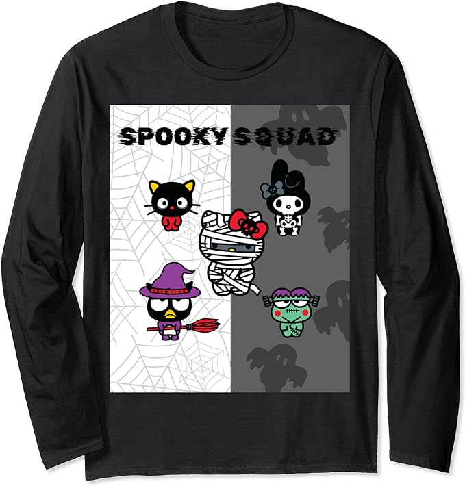 Spooky Squad Characters Halloween Hello Kitty Long Sleeve T Shirt amazon