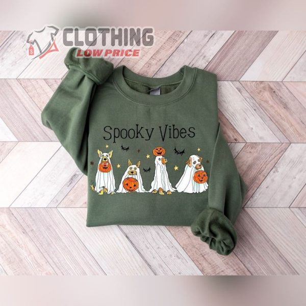 Spooky Vibes Dogs Ghost Pumpkin Batman Spooky Halloween Sweatshirt