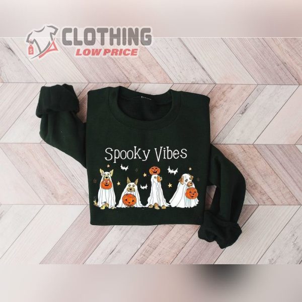 Spooky Vibes Dogs Ghost Pumpkin Batman Spooky Halloween Sweatshirt