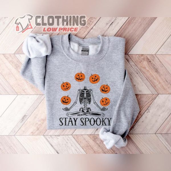 Stay Spooky Skeleton Pumpkin Halloween Sweatshirt, Skeleton Halloween Shirt