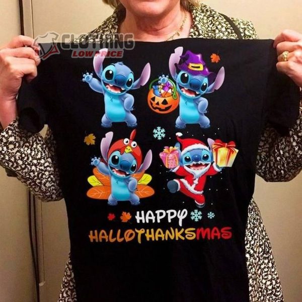 Stitch Happy Hallothanksmas Halloween T Shirt Hoodie Sweater, Stitch Gift For Halloween Shirt