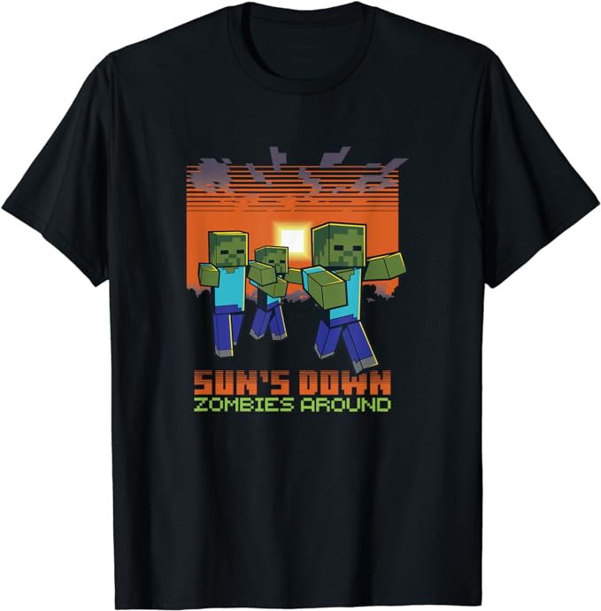 Sun Zombies Minecraft Halloween T Shirt amazon