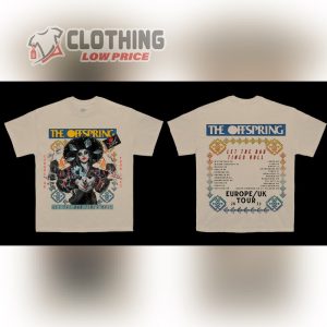 The Offspring European Tour 2023 Sand T- Shirt, The Offspring Let The Bad Times Roll Tour Setlist 2023 T- Shirt, The Offspring Tour Setlist Merch