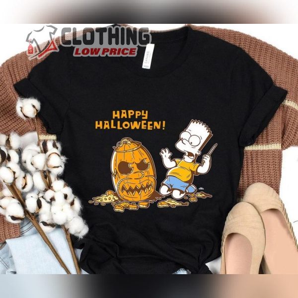 The Simpsons Bart Carves A Homer Pumpkin Halloween T-Shirt, Disneyland Epcot Halloween Family Vacation Shirt