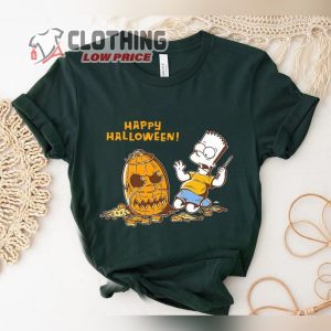 The Simpsons Bart Carves A Homer Pumpkin Halloween T-Shirt, Happy Pumpkin The Simpsons  Halloween Shirt, The Simpsons Family Tee, Simpson Birthday Shirt