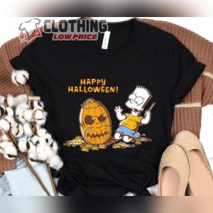 The Simpsons Bart Carves A Homer Pumpkin Halloween T-Shirt, Happy Pumpkin The Simpsons  Halloween Shirt, The Simpsons Family Tee, Simpson Birthday Shirt