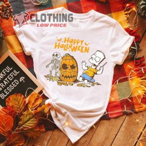 The Simpsons Bart Carves A Homer Pumpkin Halloween T-Shirt, Simpsons Family Halloween Disneyland Family Trip Shirt