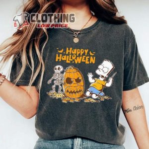 The Simpsons Bart Carves A Homer Pumpkin Halloween T-Shirt, Simpsons Family Halloween Disneyland Family Trip Shirt