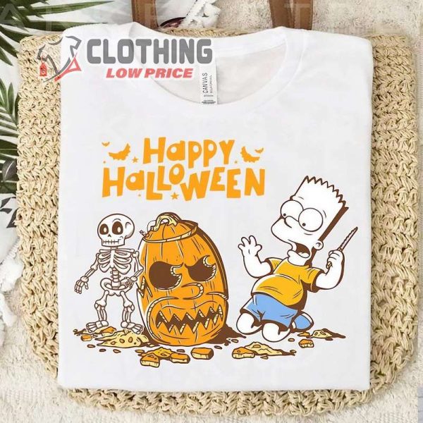 The Simpsons Bart Carves A Homer Pumpkin Halloween T-Shirt, Simpsons Family Halloween Disneyland Family Trip Shirt