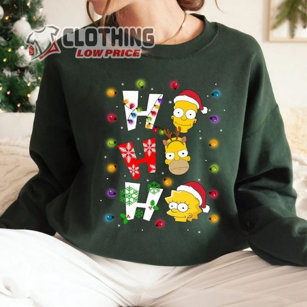 The Simpsons Christmas Ho Ho Ho T-Shirt, Homer Simpson Bart Simpson SHirt, Lisa Simpson Christmas Squad Christmas Movie Cartoon Sweater