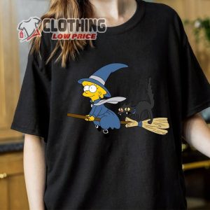 The Simpsons Lisa Witch And Snowball Cat Halloween T Shirt Disneyland Epcot Halloween Shirt1