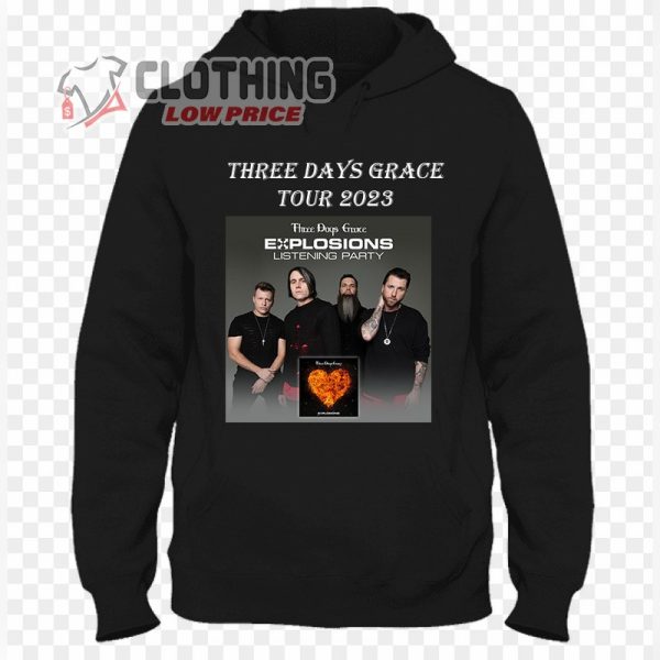 Three Days Grace Tour 2023 Setlist T- Shirt, Three Days Grace Explosions Listening Party 2022 Tour Shirt, Three Days Grace Setlist Merch