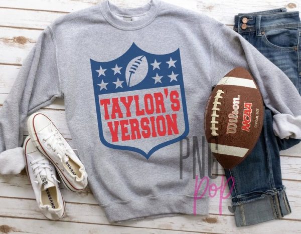 Travis And Taylor Funny Football Party Shirt, Taylor’S Version Football Shirt, Gameday Shirt, Kelce Era Swiftie Tee