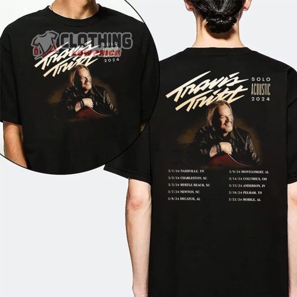Travis Tritt World Tour 2024 Merch, Travis Tritt Solo Acoustic Tour 2024 Shirt, Travis Tritt 2024 Tour Dates Tee, Travis Tritt 2024 Concert Sweatshirt, Travis Tritt Country Music Tour 2024 T-Shirt