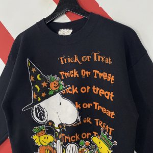 Trick Or Treat Snoopy Halloween Cosplay Merch, Snoopy Woodstock Witch In Halloween Long Sleeve, Peanuts Sweatshirt Snoopy Peanuts Crewneck