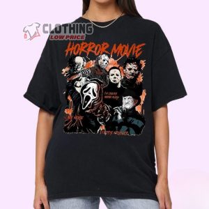 Vintage Halloween Horror Movies Shirt Michael Myers Freddy Kruger It Jason Tee Scream Ghostface Unisex T Shirt1