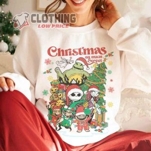 Vintage Retro Disney The Nightmare Before Christmas Shirt Jack Skellington Christmas Lights Oogie Boogie Christmas On Main Street Shirt Best Halloween Costumes Merch 1