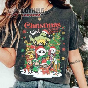 Vintage Retro Disney The Nightmare Before Christmas Shirt Jack Skellington Christmas Lights Oogie Boogie Christmas On Main Street Shirt Best Halloween Costumes Merch 2