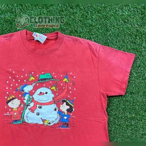 Vintage Snoopy Peanuts Christmas Shirt Charlie Brown Christmas Shirt Snoopy Woodstock In The Snow Christmas T Shirt 2