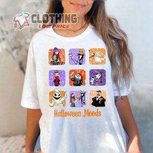 Vintage The Nightmare Before Christmas Halloween Moods T Shirt Jack Skellington Oogie Boogie Shirt Disneyland Halloween Party Gift 2