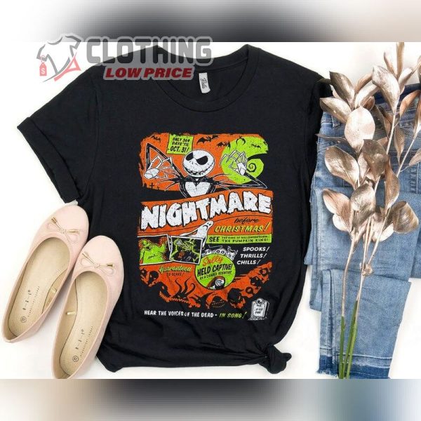 Vintage The Nightmare Before Christmas Poster T- Shirt, Jack Skellington Shirt, Oogie Boogie Tee, Disneyland Halloween Party 2023 Gift