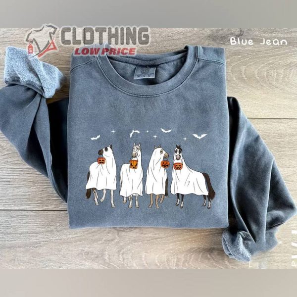 Western Halloween Horse Sweatshirt – Ghost Shirt for Spooky Halloween Horse Sweater