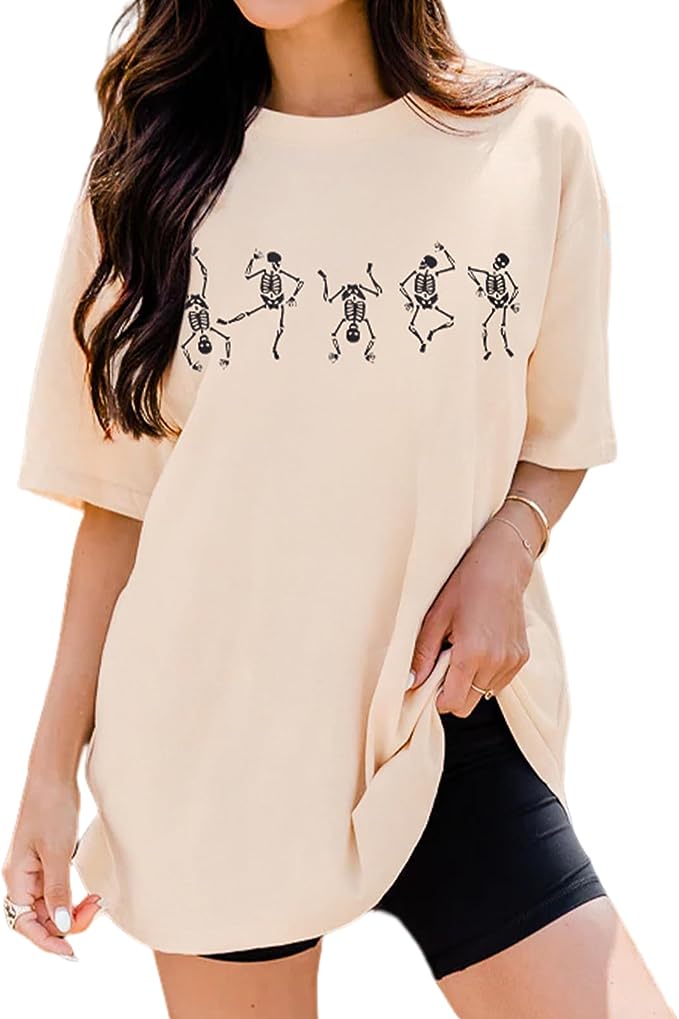Womens Dancing Skeleton Shirt Halloween Graphic T Shirt amazon