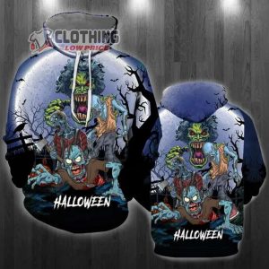 Zombie Halloween 3D Merch, Zombie Looks For Halloween 3D Shirt, Happy Haloween 2023 Hoodie 3D All Over Printed