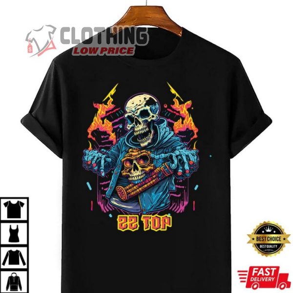 Zz Top Skull T- Shirt, Zz Top Setlist 2023 T- Shirt, Zz Top Tour 2023 Sweatshirt, Zz Top Concert Schedule Merch