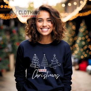 Merry Christmas Trees Sweatshirt, Christmas Shirt, Happy Christmas Day, Christmas Tree, Christmas Gift