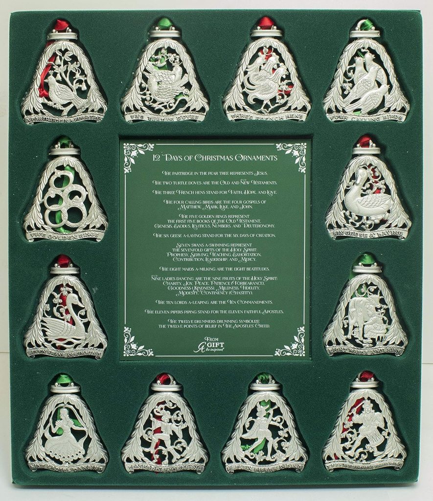 12 Days of Christmas Ornament Set Set of 12 Metal Ornaments amazon