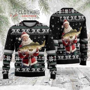 Santa Catches Fish Shirt, Christmas Sweatshirt, Merry Christmas Shirt, Christmas Tee Shirt, Christmas Gift