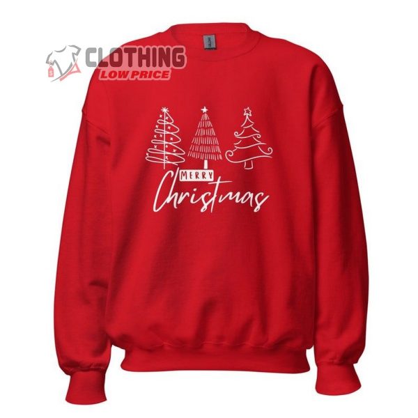 Merry Christmas Trees Sweatshirt, Christmas Shirt, Happy Christmas Day, Christmas Tree, Christmas Gift