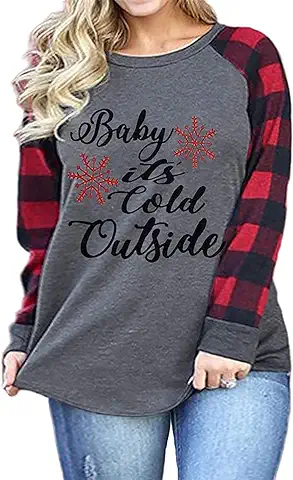 1. Baby, It's Cold Outside Shirt Women Christmas Plaid Shirt
