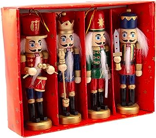 Kurt Adler Wooden Nutcracker Christmas Ornaments 4-Piece Box Set