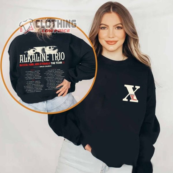 Alkaline Trio Blood Hair And Eyeballs Tour 2024 Merch, Alkaline Trio Blood Hair And Eyeballs Lyrics Shirt, Alkaline Trio Presale Code T-Shirt