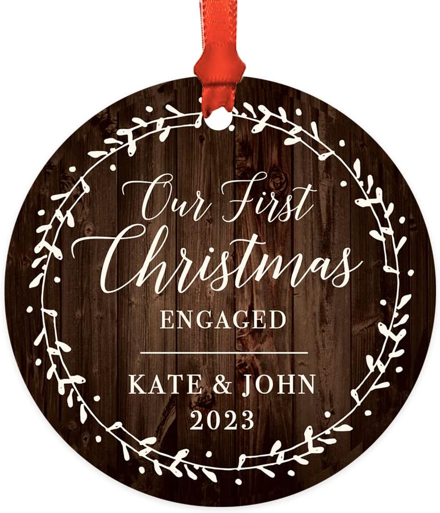 Andaz Press Personalized Wedding Engagement Metal Christmas Ornament amazon