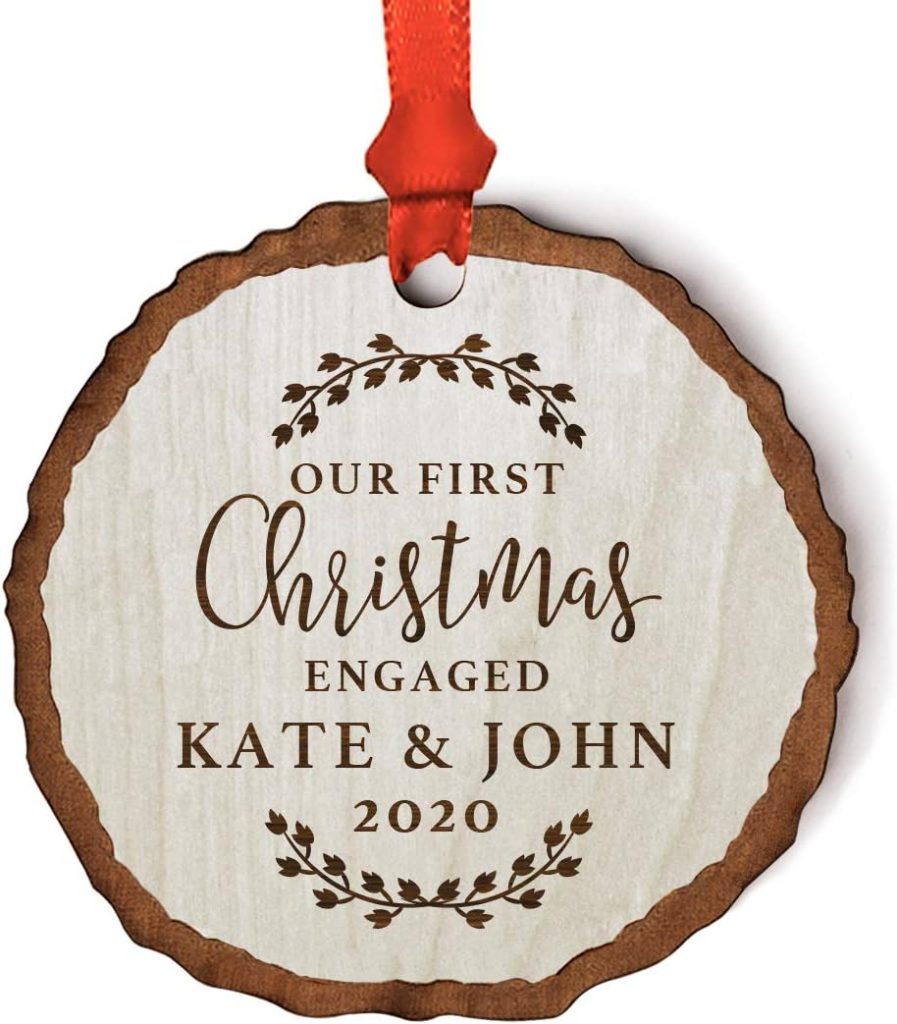 Andaz Press Personalized Wedding Engagement Real Wood Rustic Farmhouse Christmas Ornament amazon