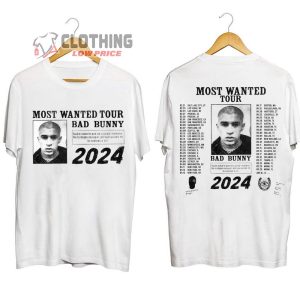 Bad Bunny 2024 Most Wanted Tour Dates Merch, Bad Bunny Most Wanted Tour Shirt, Bad Bunny World Tour 2024 Tickets T-Shirt