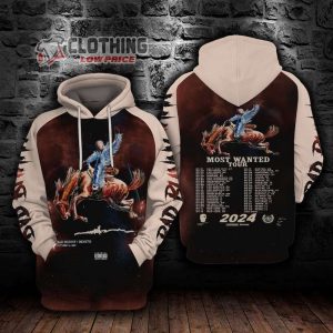 Bad Bunny Benito Most Wanted Tour 2024 3D Hoodie All Over Printed