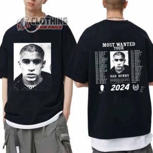 Bad Bunny Most Wanted Bunny Tour 2024 Merch, Bad Bunny 2024 Concert Shirt, Most Wanted Bad Bunny Tour T-Shirt